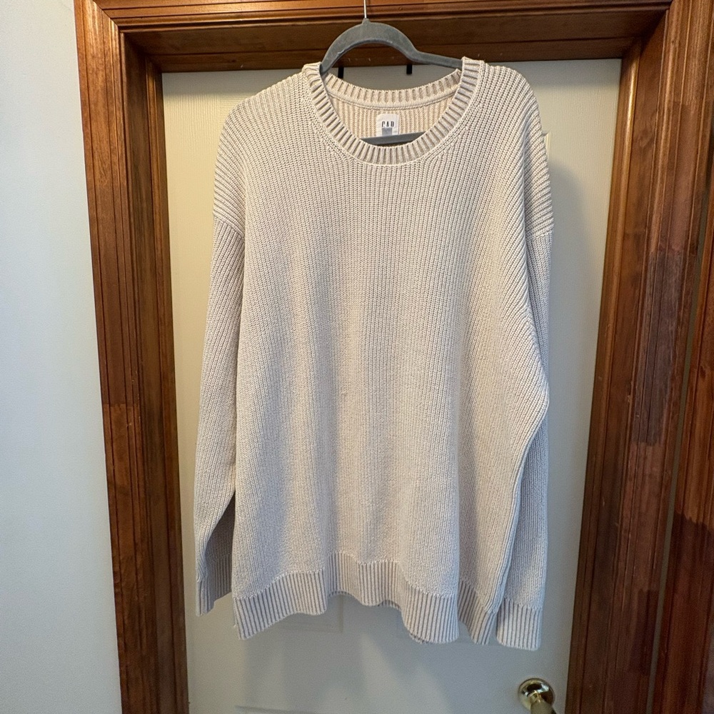 GAP Cream Crew Sweater New 2XL Mens Beige NWT